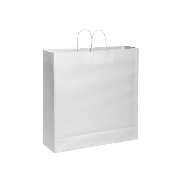 Pg038 Busta Shopper In Carta Bianca 36X41X12 Manico Ritorto