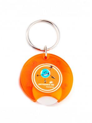Portachiavi Tondo Arancio Gettone Bianco In Plastica D25Mm