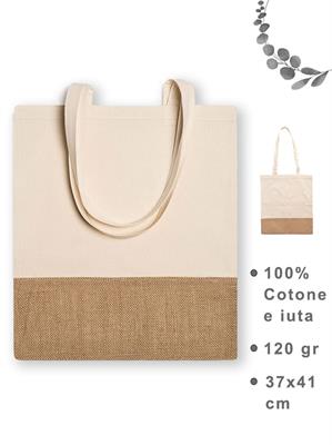 7556 Wave Borsa Spesa In Cotone E Juta Manici Lunghi 70Cm.