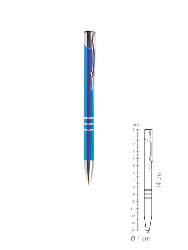 Pd011 Chrome Penna A Sfera Colorata Ø1 X H14 Cm Alluminio