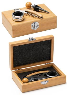 Tintos 4129 Set Da Vino Con Accessori In Acciaio E Bambu