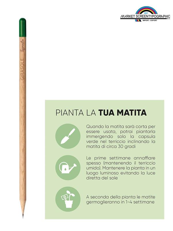 Pd566 Matita Sprout Piantabile In Legno Con Semi Girasole