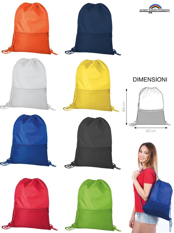 Pg278 Refrain Sacca Zaino In Nylon Con Coulisse 33X44 Cm