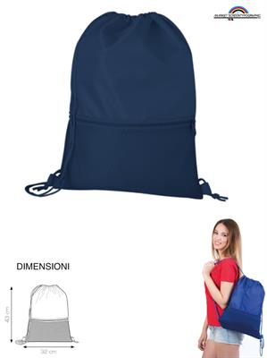 Pg278 Refrain Sacca Zaino In Nylon Blu 33X44 Cm