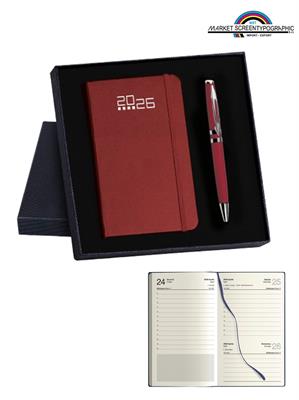 Pb572 Parure Agenda/Notes E Penna Bordeaux
