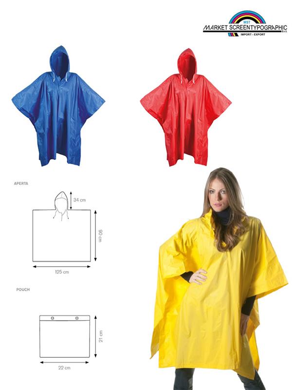 Pl260 Poncho Impermeabile Con Cappuccio