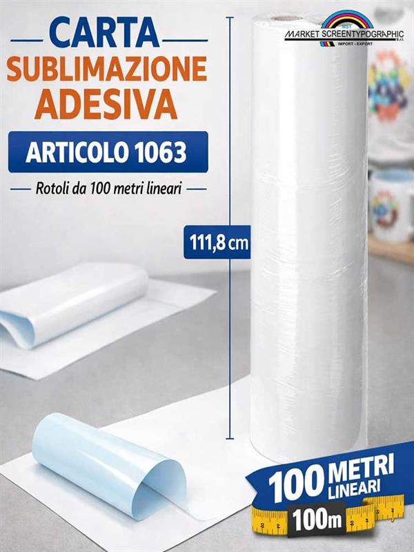 Carta Adesiva Sublimatica a Getto D'Inchiostro h.111,8x100mt