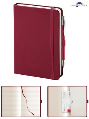 PB607 Notes con portapenne 160 pagine a righe 9x14 Bordeaux