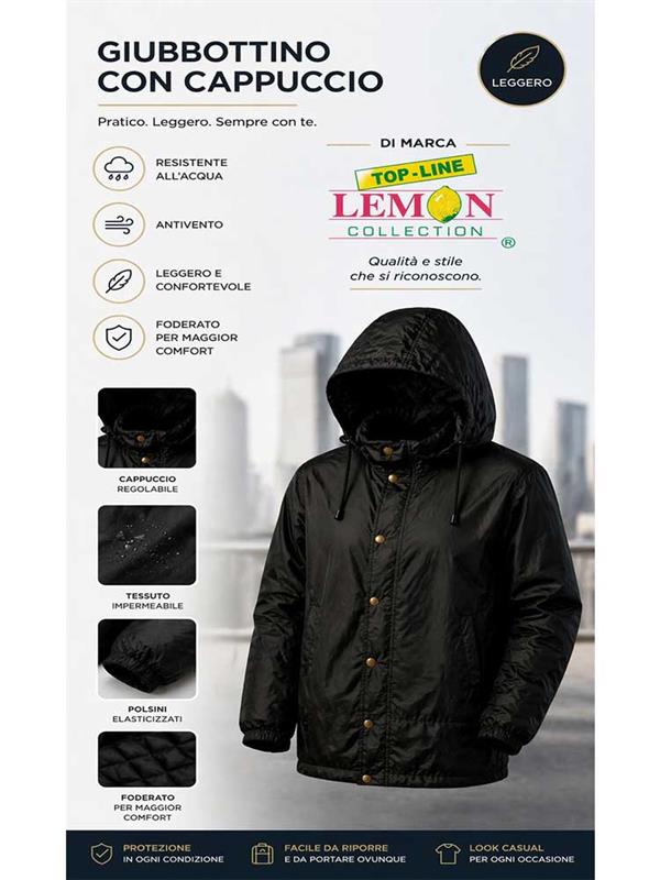 Giacca Vento Foderata con Cappuccio LEMON Idrorepellente