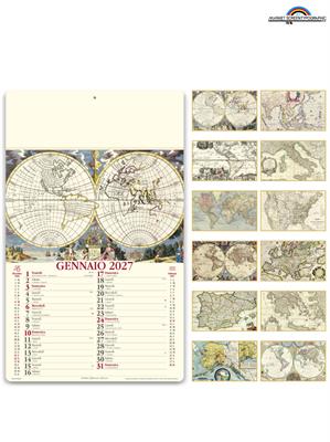 Illustrato Antiche Mappe 31X52,5 Cm Calendario