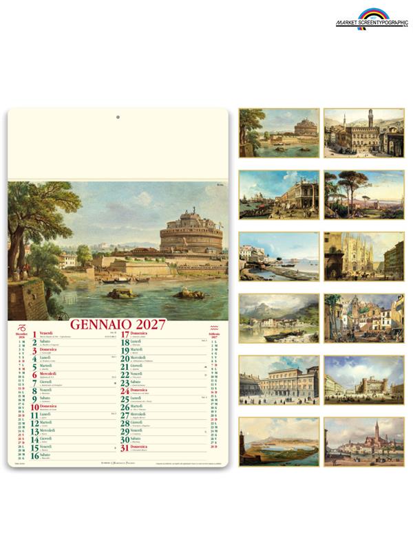 Pa014 Calendario Illustrato Italia Antica 31X52,5 Cm