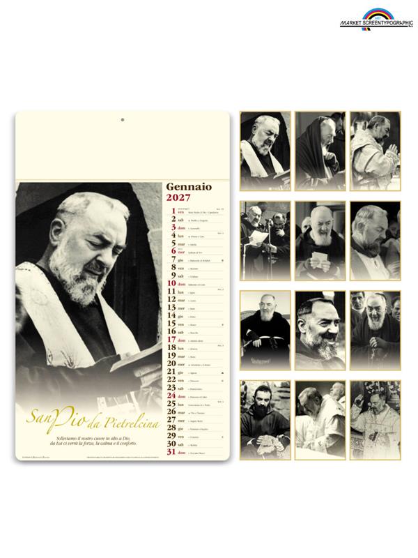 Pa024 Calendario Illustrato San Pio 31X52,5 Cm 70Gr