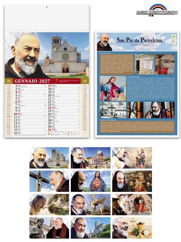 Pa100 Calendario Illustrato San Pio 30X47 Cm
