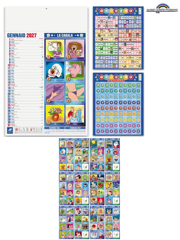Pa114 Calendario Illustrato Cabala 30X47 Cm 12 Fogli 70Gr