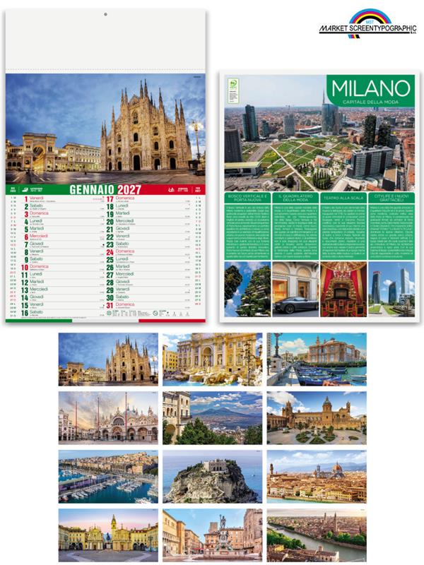 Pa116 Calendario Illustrato Citta' D'Italia 30X47 Cm