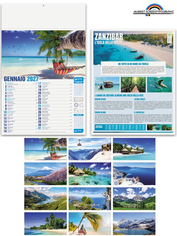 Pa117 Calendario Illustrato Mete Da Sogno Cm 30X47