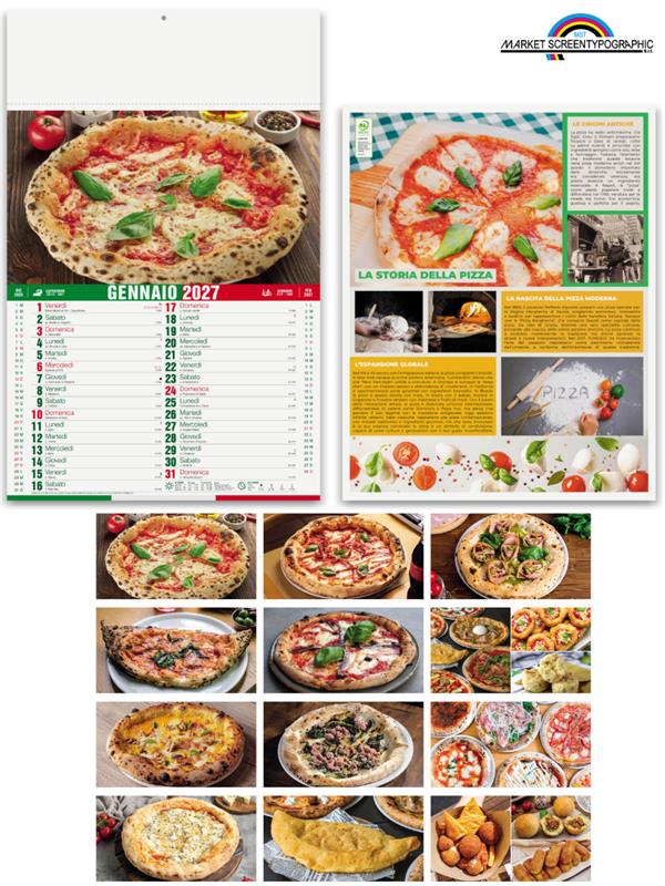 Pa136 Calendario Illustrato Pizza 30X47 Cm