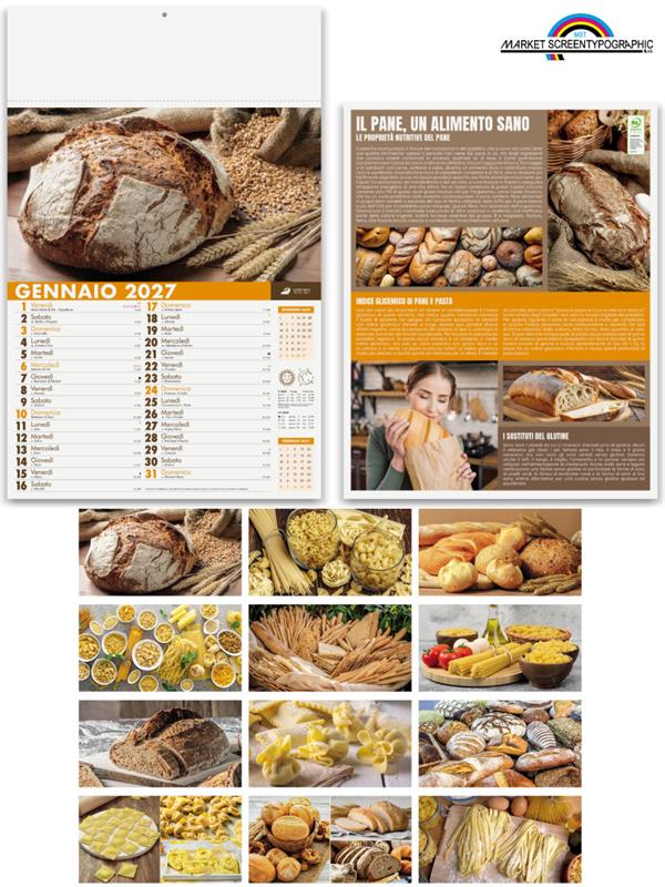 Pa138 Calendario Illustrato Pane E Pasta 30X47 Cm