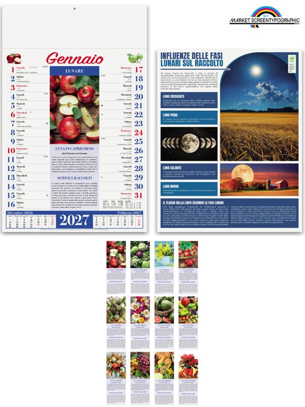 Pa152 Calendario Fasi Lunari Per Orto E Fiori 30X47 Cm