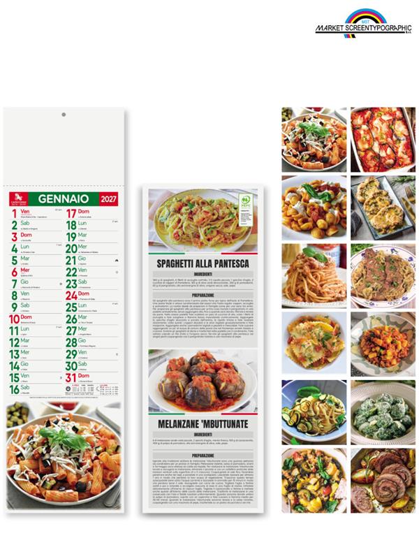 Pa187 Calendario Silhouette Gastronomia 14X47 Cm