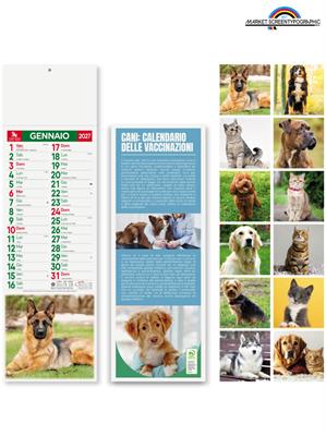 Pa191 Calendario Silhouette Illustrato Cani E Gatti 14X47 Cm