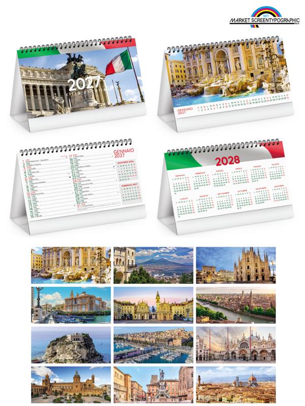 Pa401 Calendario Da Tavolo Citta' D'Italia 19X14,5 Cm