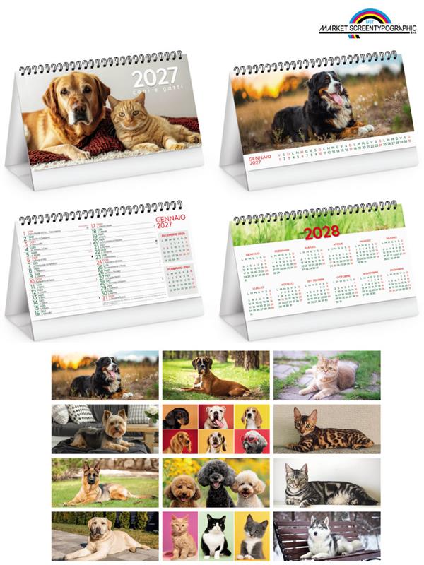 Pa403 Calendario Da Tavolo Cani E Gatti 19X14,5 Cm