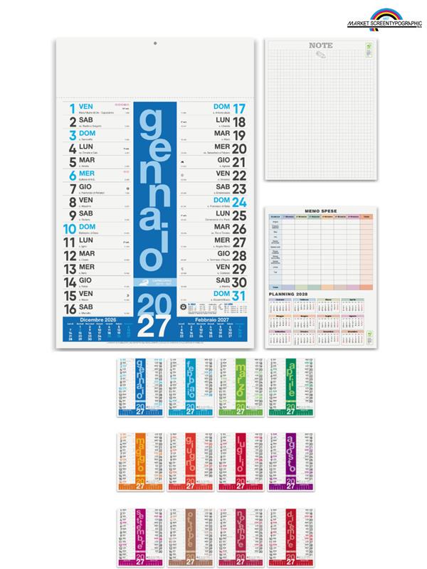 Calendario Olandese Colors 30X47 Cm 12 Fogli