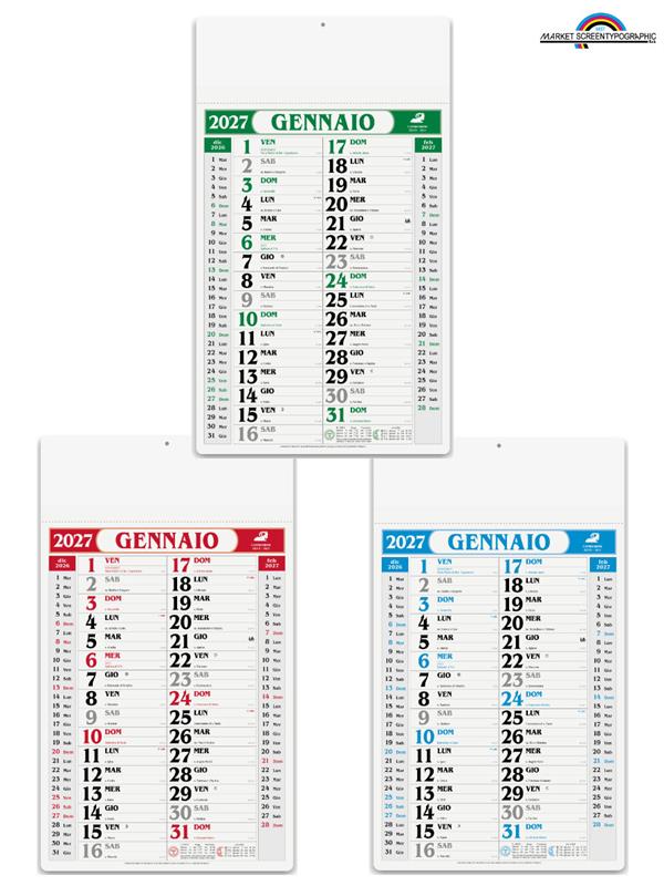 Pa520 Calendario Olandese Gigante 31,5X53 Cm