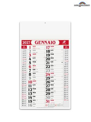 Pa520 Calendario Olandese Gigante Rosso 31X53,5 12 Fogli