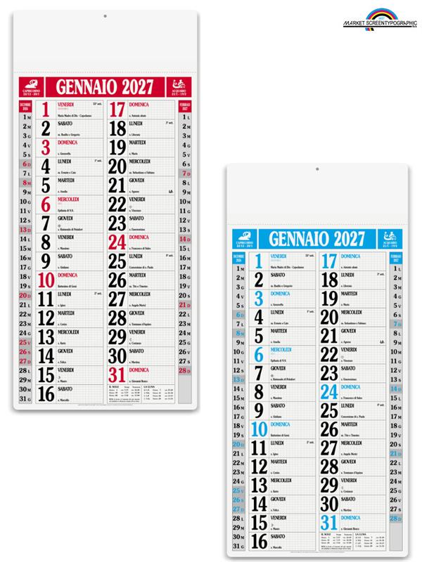Pa523 Calendario Olandese Magnum Mensile 12 Fogli 33X71 50Pz