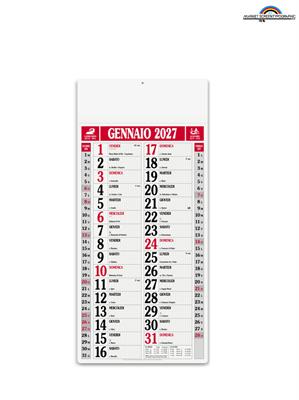 Pa523 Calendario Olandese Magnum Rosso Cm 33X71