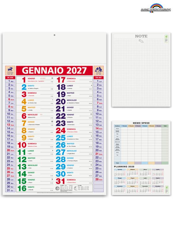 Pa600 Calendario Multicolor Cm 30X47 12 Fogli