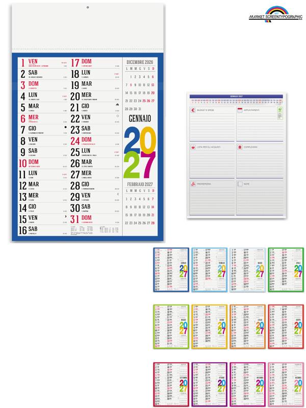 Pa614 Calendario Olandese Svedese Cm 30X47 12 Fogli 70Gr