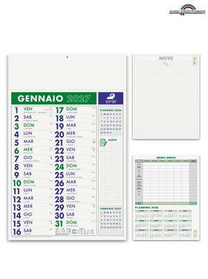 Pa636 Calendario Olandese Notes Verde 29X47 12 Fogli