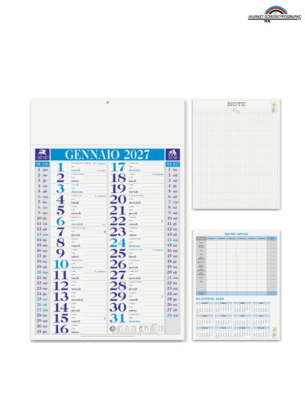 Pa640 Calendario Olandese Classic Cm 29X47 Blu 12 Fogli