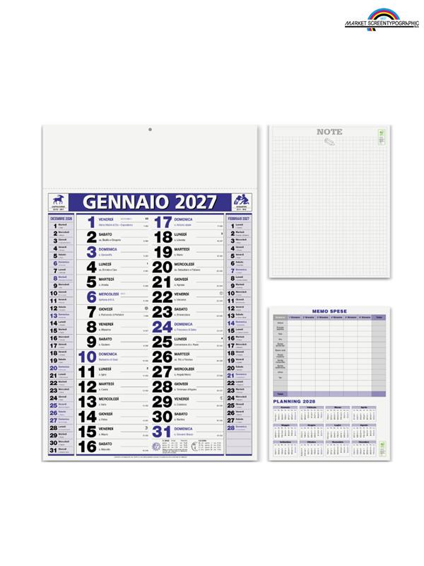 Pa646 Calendario Olandese Elegant Blu 29X47 12 Fogli