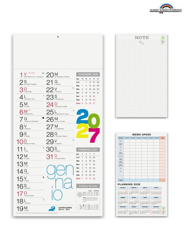 Pa654 Calendario Olandese Shaded Moderno 23X47 Cm