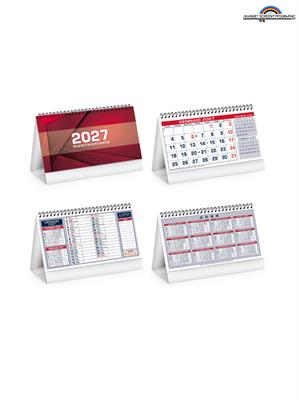 Pa710 Calendario Da Tavolo Rosso Cm 19X14,5 13 Fogli
