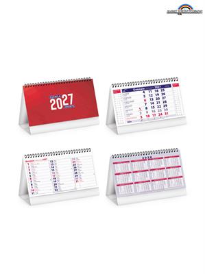 Pa715 Calendario Da Tavolo Rosso Cm 19X14,5 13 Fogli