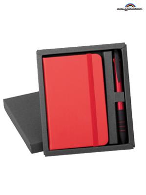 PB716 Parure Notes PU Rosso 9x14 con Astuccio e Penna