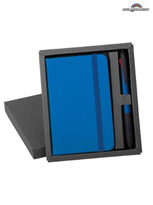 PB716 Parure Notes PU Blu Royal 9x14 con Astuccio e Penna