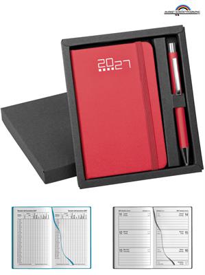 PB715 Parure Agenda Settimanale Rosso Penna in Metallo