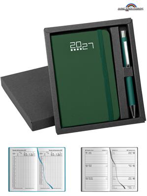 PB715 Parure Agenda Settimanale Verde Penna in Metallo