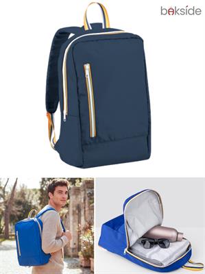 BK497 Zaino Trendy In Nylon Con Zip BAKSIDE Blu
