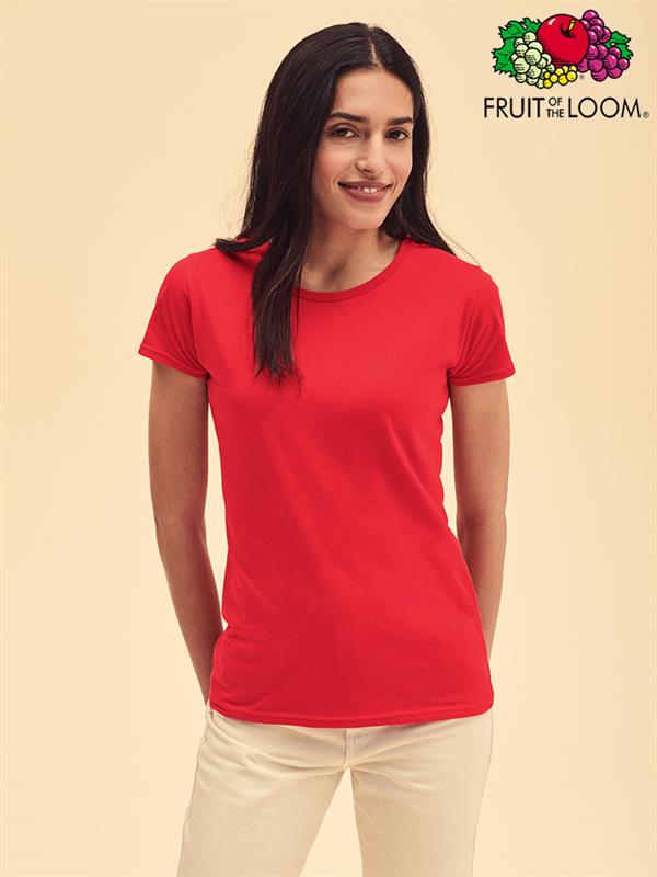 Fruit Of The Loom Maglietta Manica Corta Donna – XS, Rosso – 100% Cotone, Lavabile, Girocollo